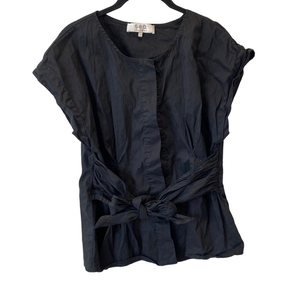 Sea New York Tops - Sea New York Button Wool Linen Belted Blouse Black size 8